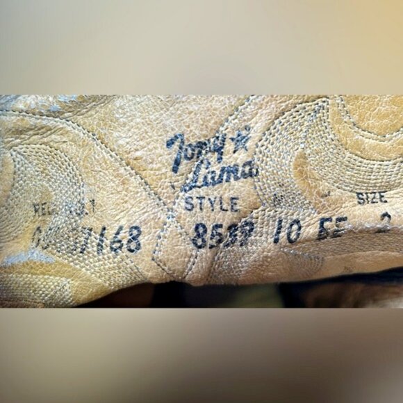 Vintage Tony Lama Mens Black Leather Teju Lizard Cowboy Western Boots~10~ - Picture 9 of 10